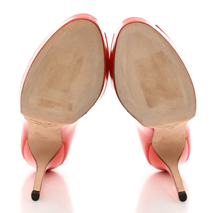 Jimmy Choo Patent Calfskin Crown 120 Peep Toe Platform Pumps 38 Tangerine 5 of 8