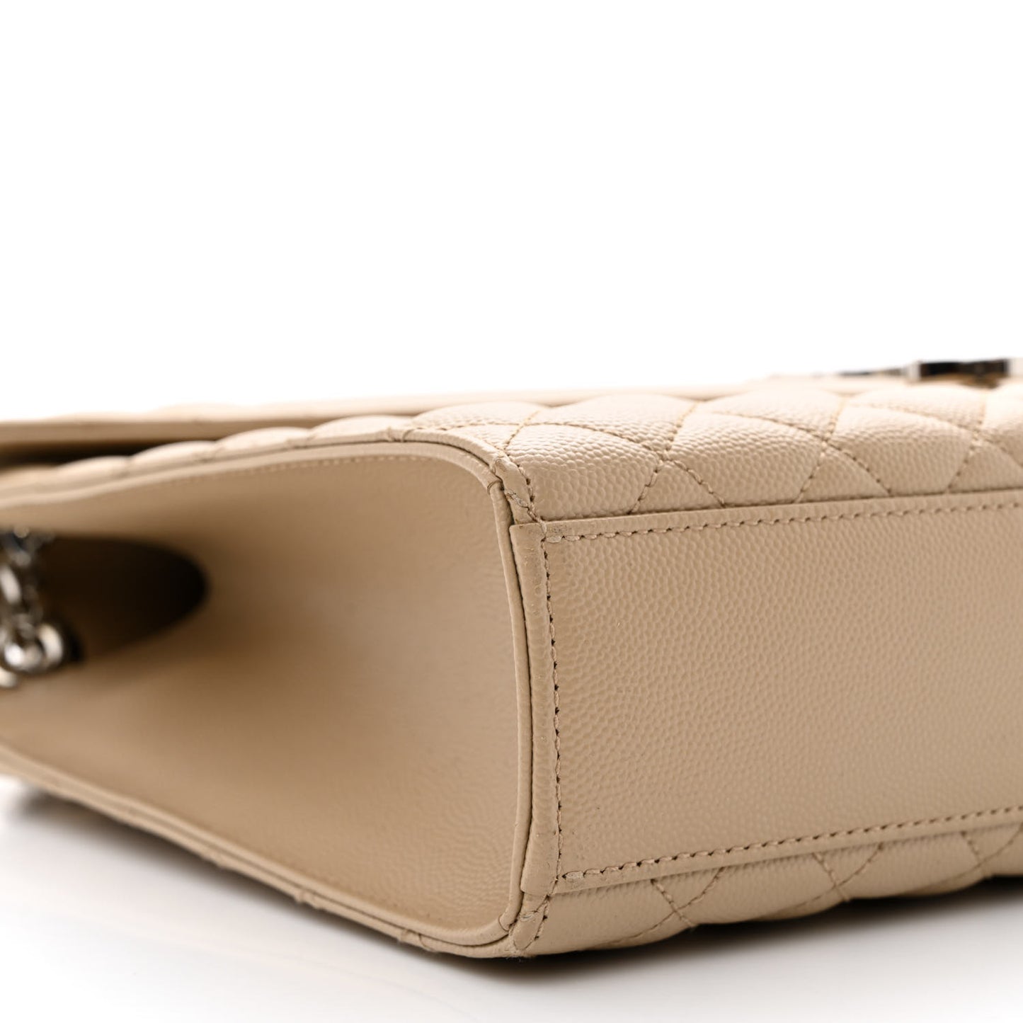 Grain De Poudre Mixed Matelasse Large Triquilt Monogram Satchel Dark Beige