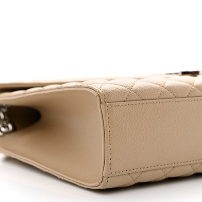 Saint Laurent Grain De Poudre Mixed Matelasse Large Triquilt Monogram Satchel Dark Beige 9 of 10