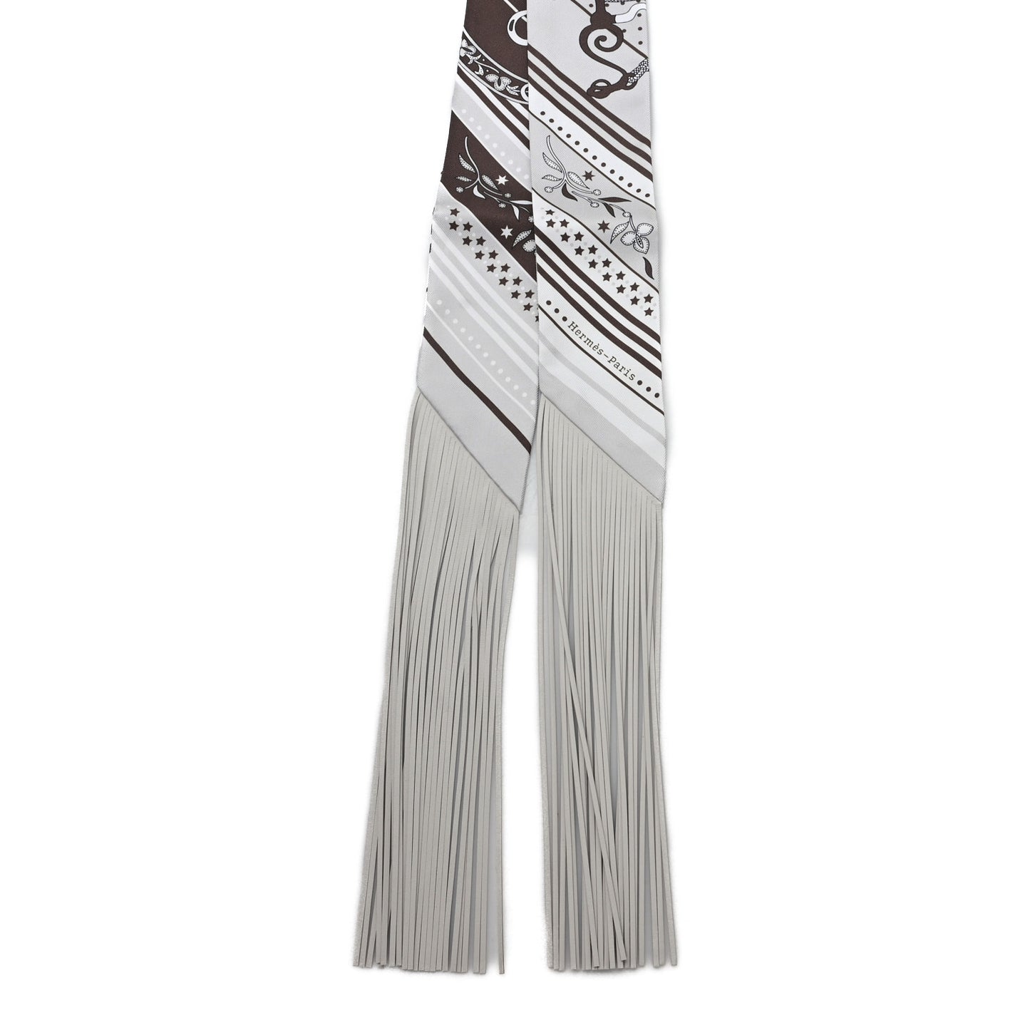 Silk Festival Des Amazones Bandana Fringed Twilly Craie Brun