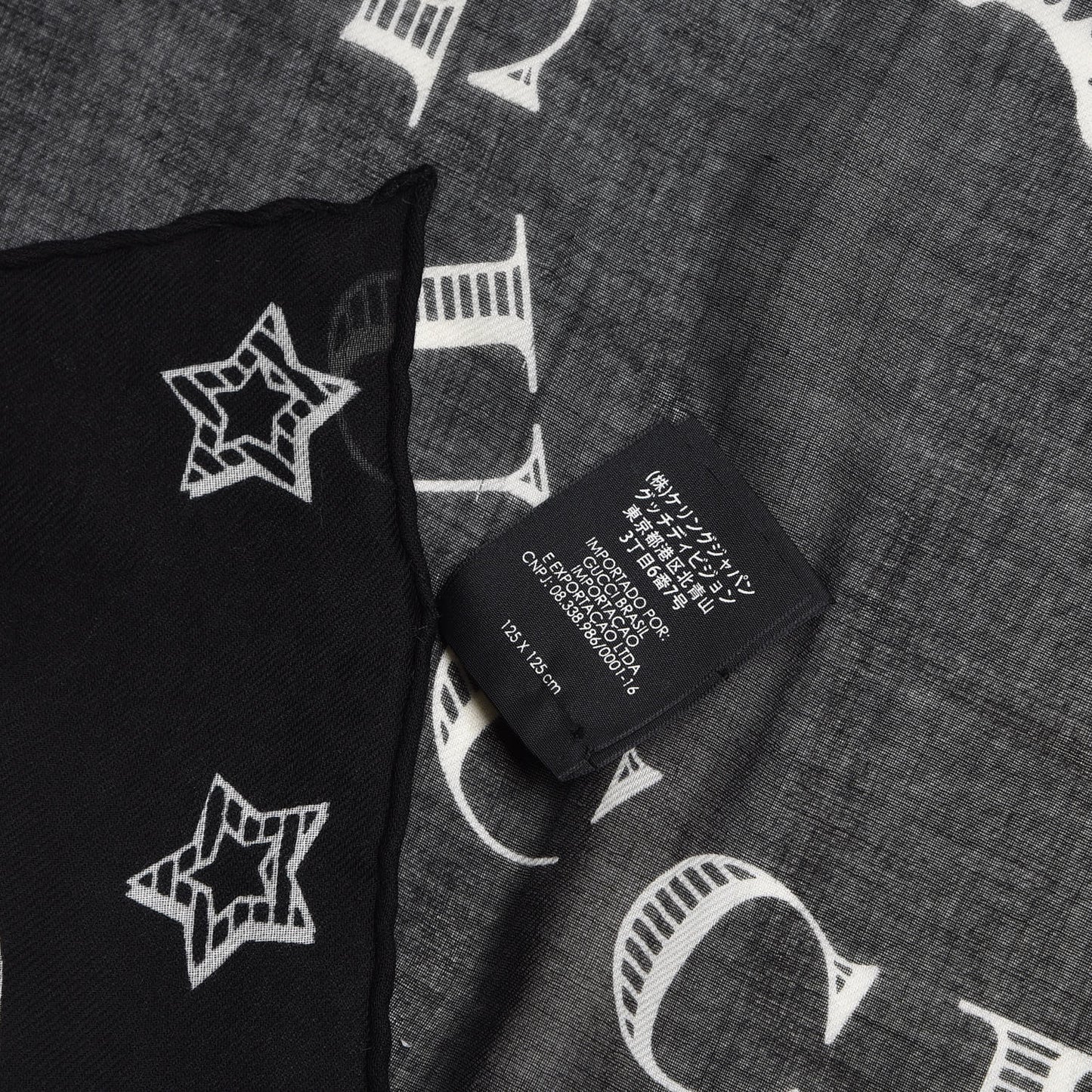 Cotton Dragon Print Square Scarf Black