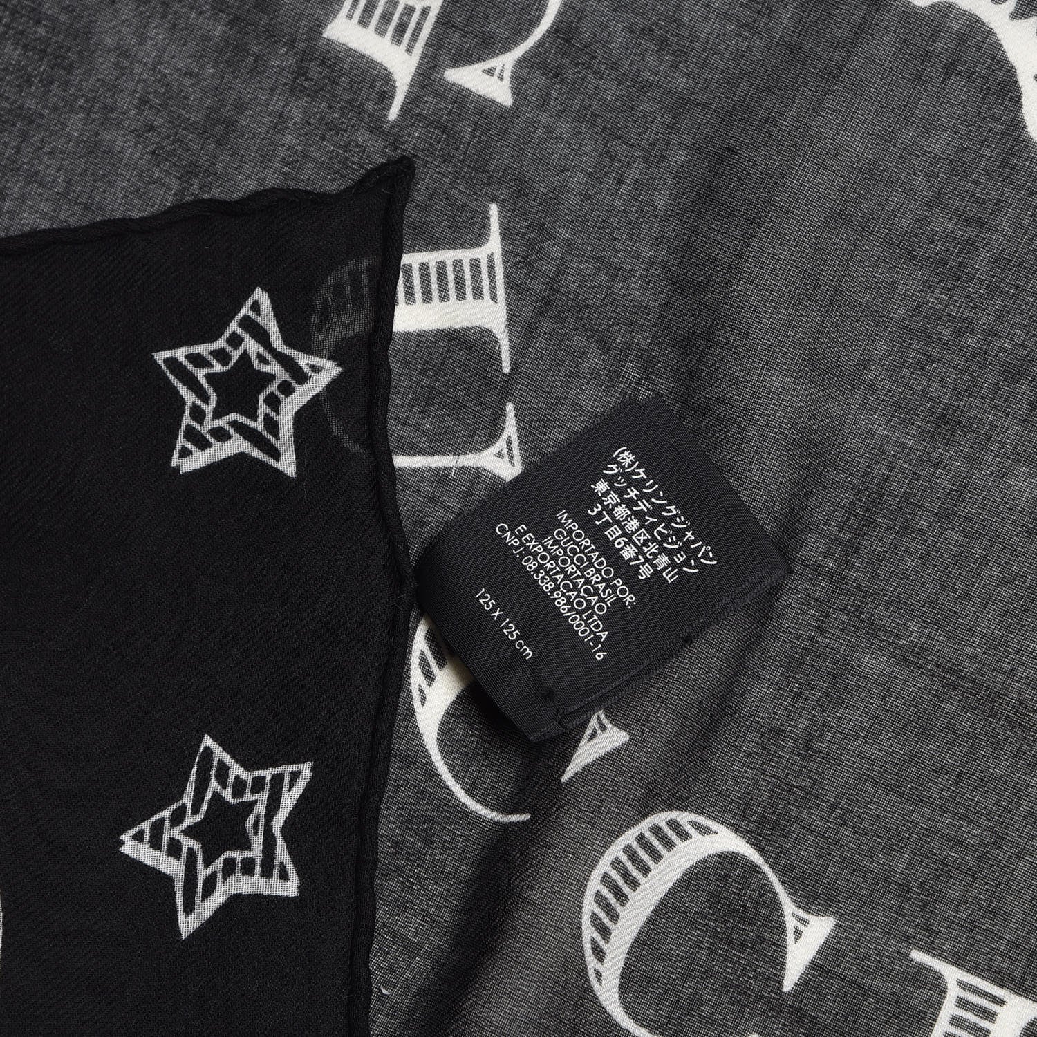 Gucci Cotton Dragon Print Square Scarf Black 5 of 6