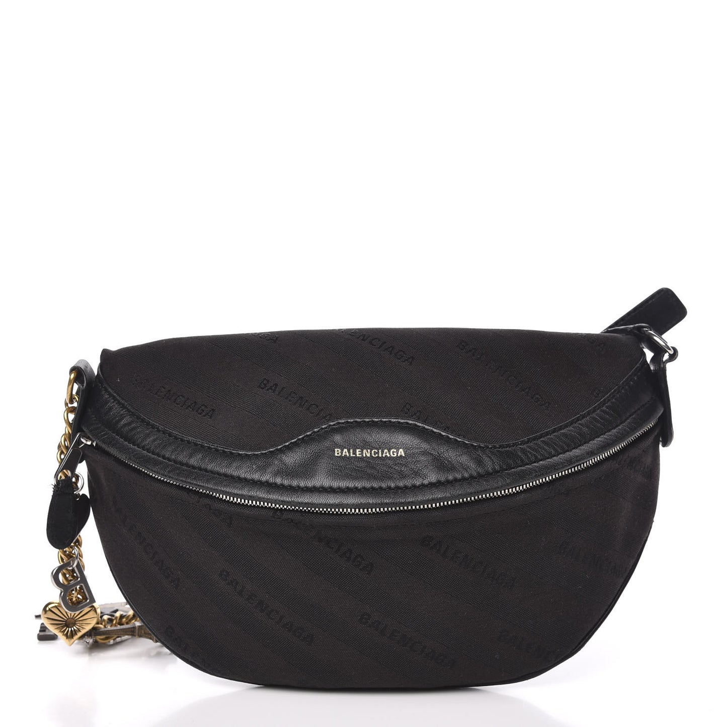Canvas Jacquard Diagonal Allover Logo XS Souvenir Belt Bag Black