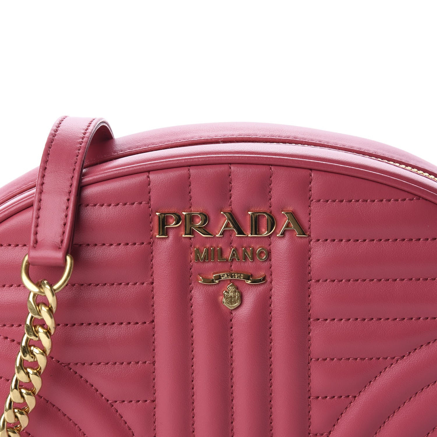 Prada Soft Calfskin Impunture Diagramme Chain Crossbody Peonia 9 of 9