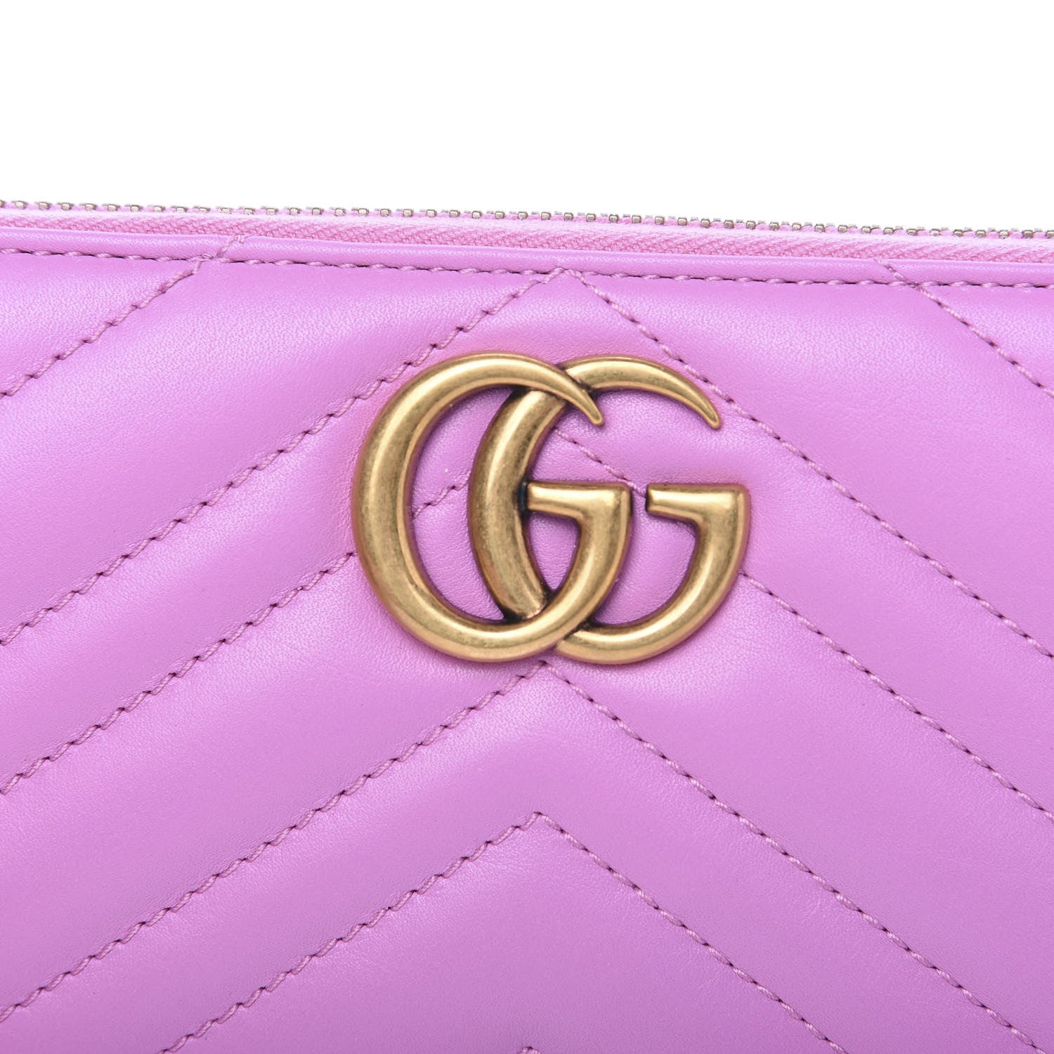 Gucci Calfskin Matelasse GG Marmont Zip Around Wallet Candy Mousse 7 of 7