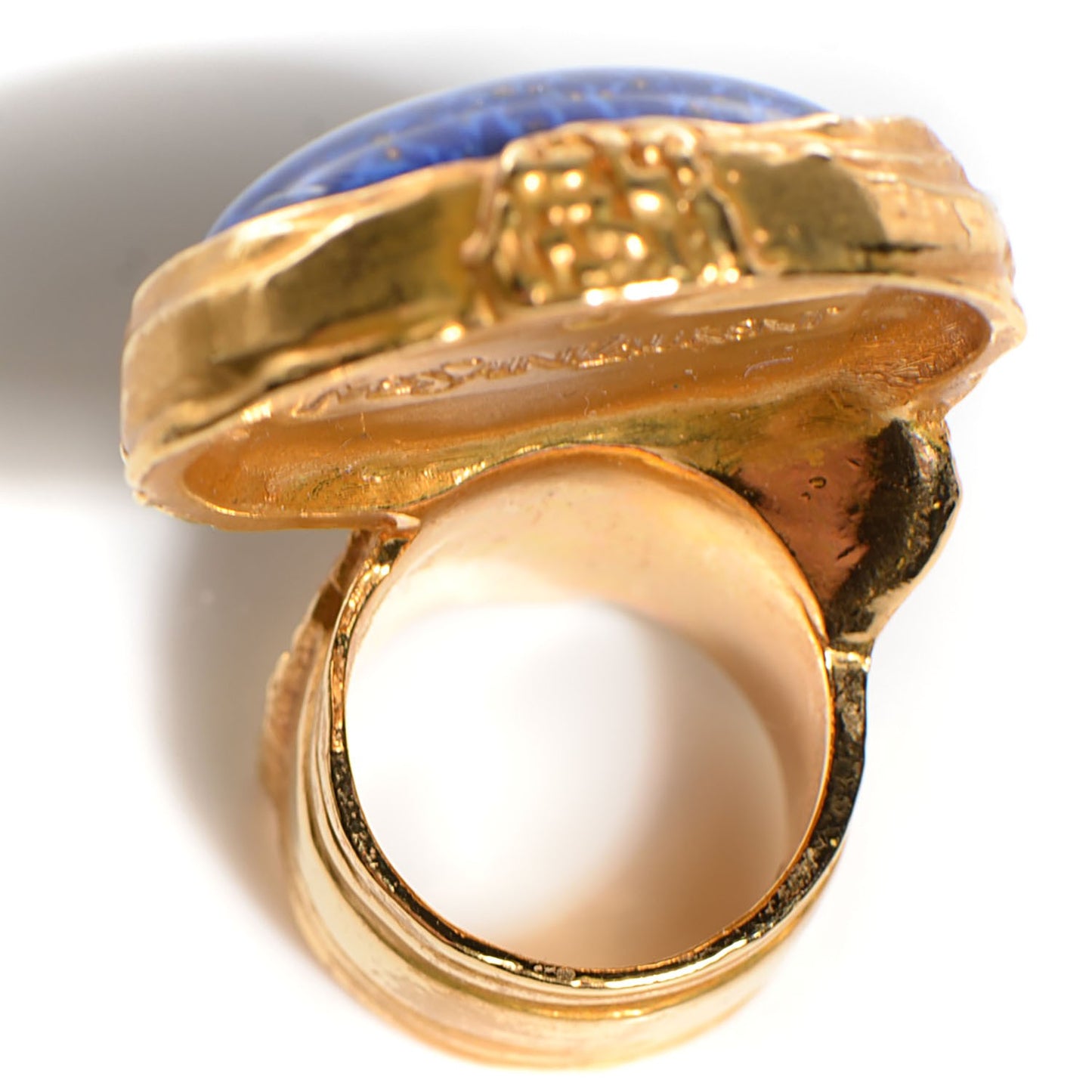 Glass Cabochon Arty Ovale Ring 5 Gold Lapis
