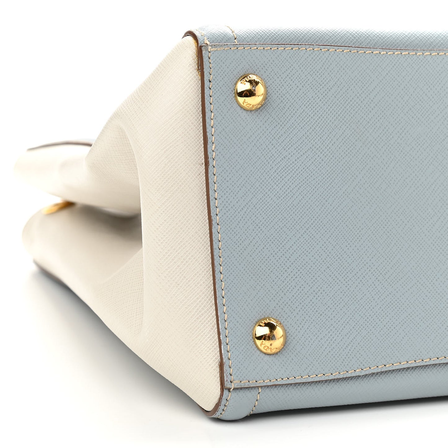 Saffiano Small Galleria Bi-color Double Zip Tote White Astrale