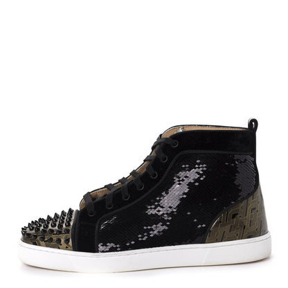 Christian Louboutin Sequin Patent Mens Louis Spikes Orlato Flat Sneakers 43 Black 1 of 11