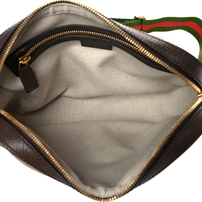 Gucci Monogram Jumbo GG Textured Dollar Calfskin Web Messenger Shoulder Bag Camel Ebony New Acero 5 of 15