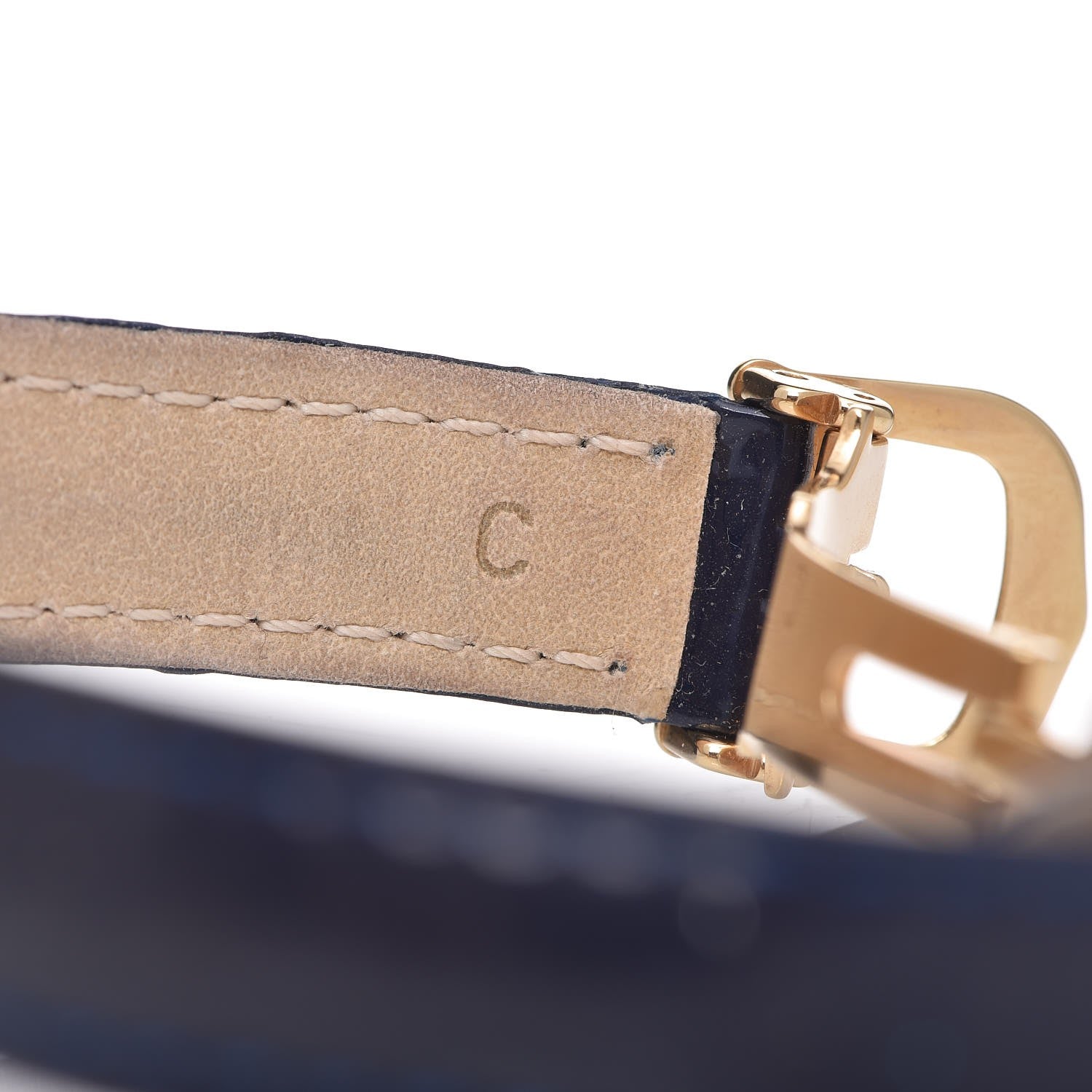 Cartier Sterling Silver 18K Yellow Gold Calfskin 26mm Must De Trinity Quartz Watch Blue 7 of 10