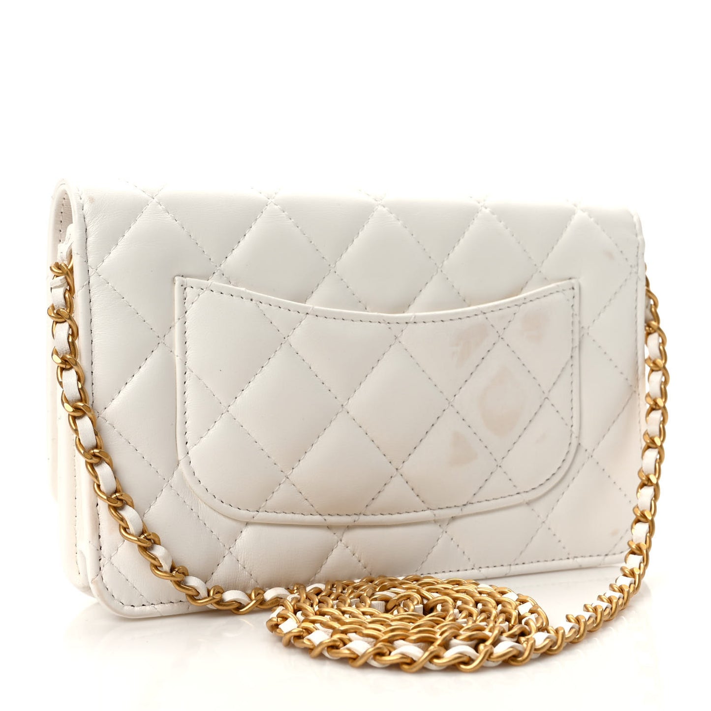Lambskin Plexiglass Quilted Coco Love Wallet On Chain WOC White