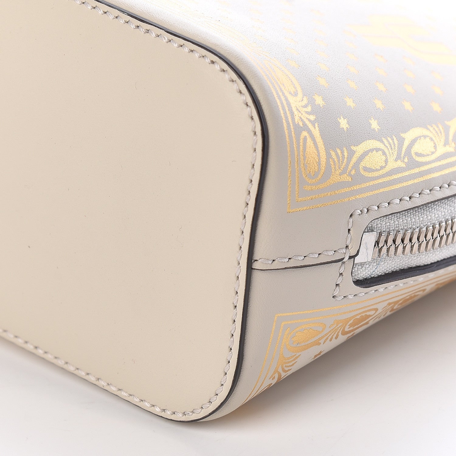 Gucci X SEGA Calfskin GUCCY Stars Mini Dome Shoulder Bag Mystic White Gold 9 of 9