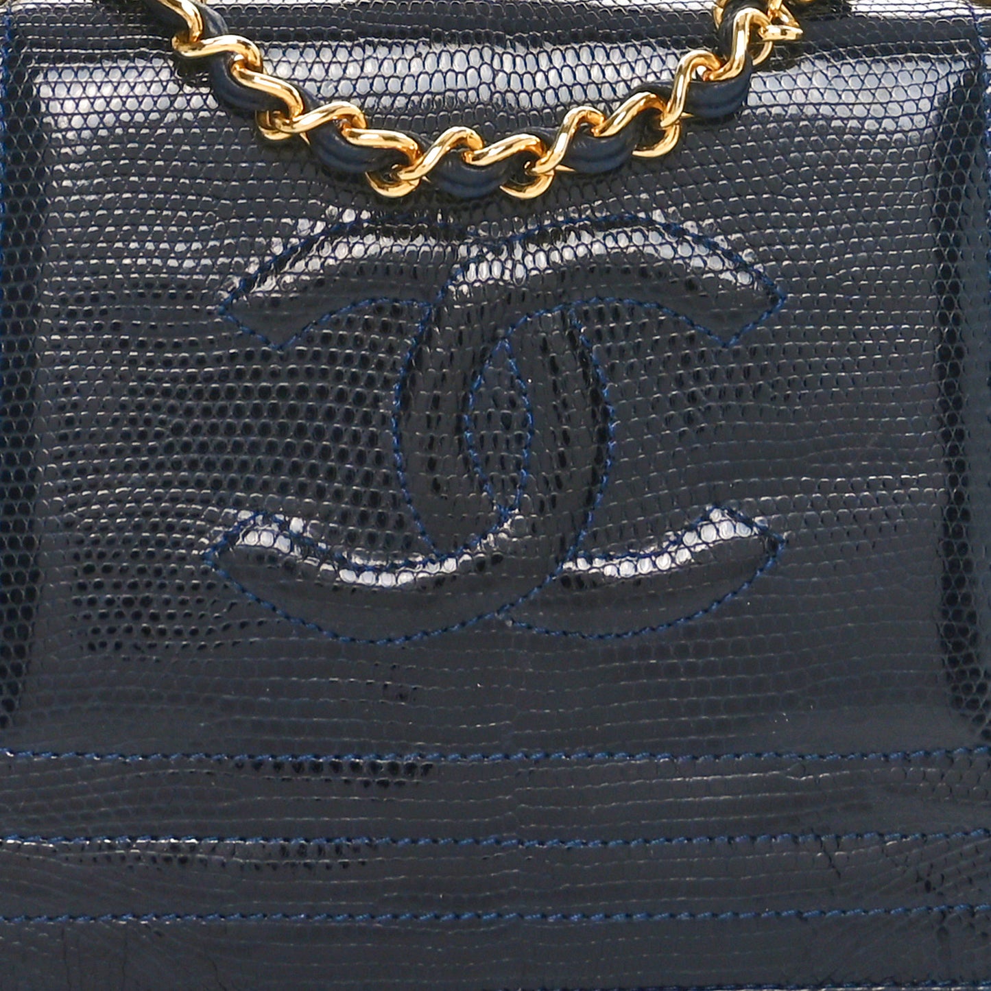 Lizard CC Mini Flap Bag Navy
