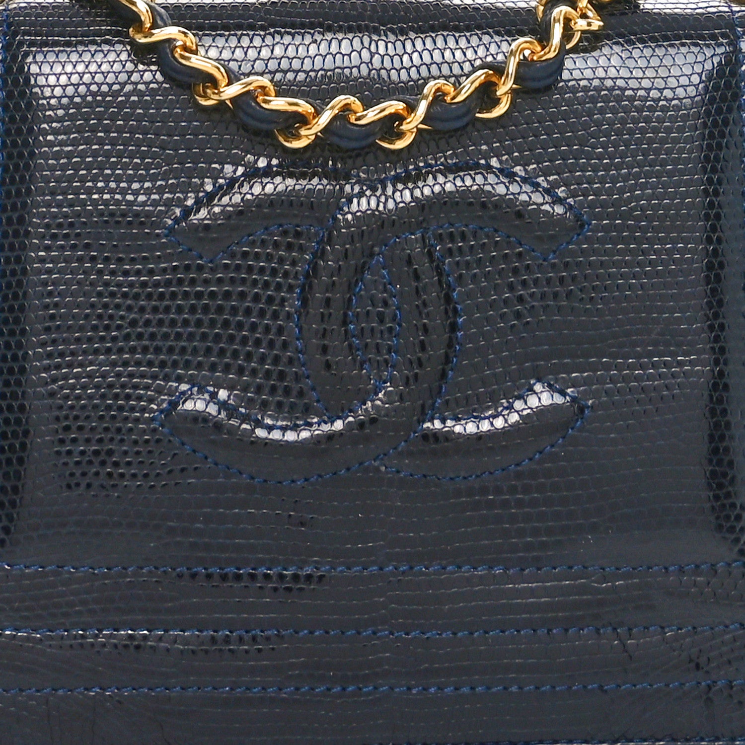 Chanel Lizard CC Mini Flap Bag Navy 9 of 12