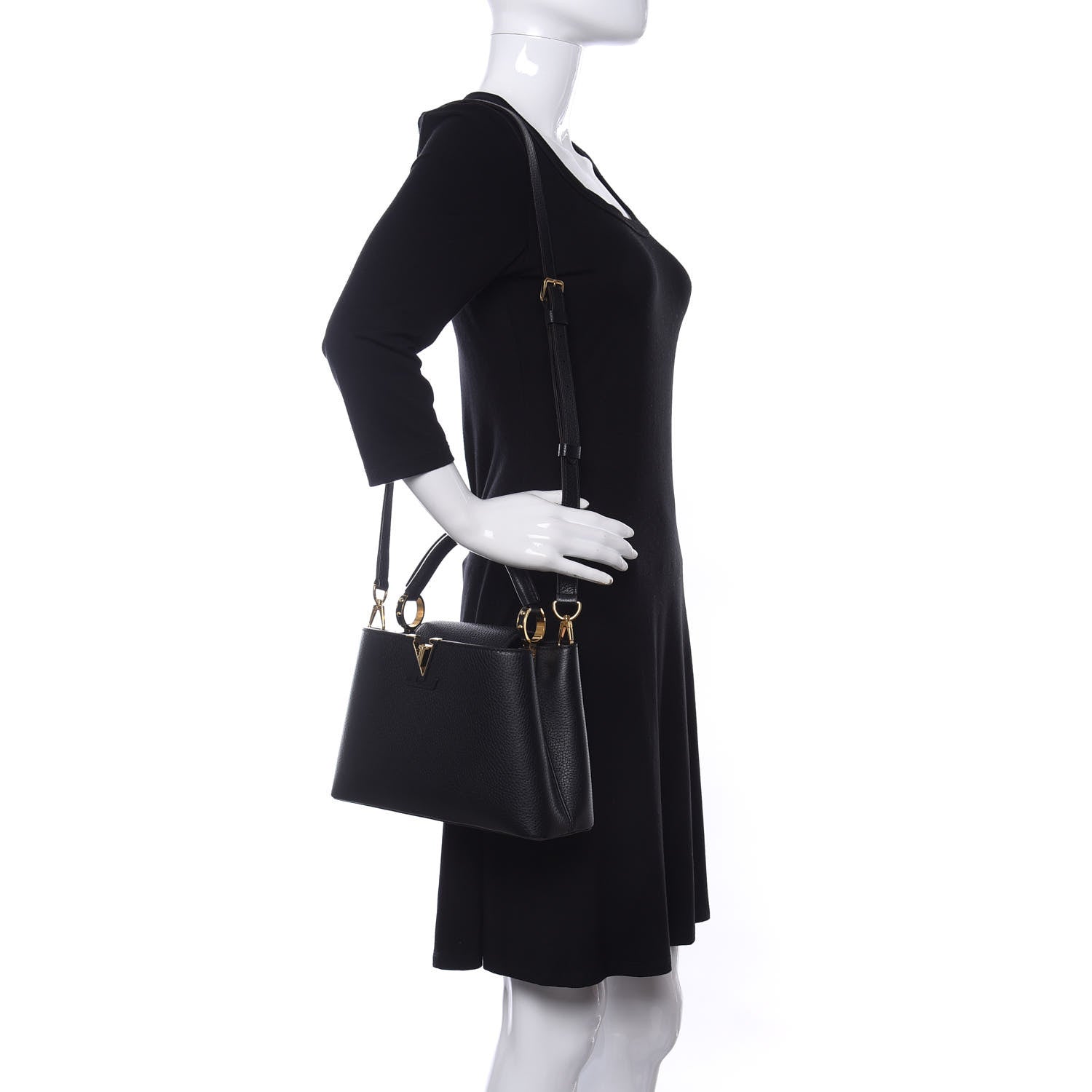 Louis Vuitton Taurillon Capucines BB Black 2 of 11