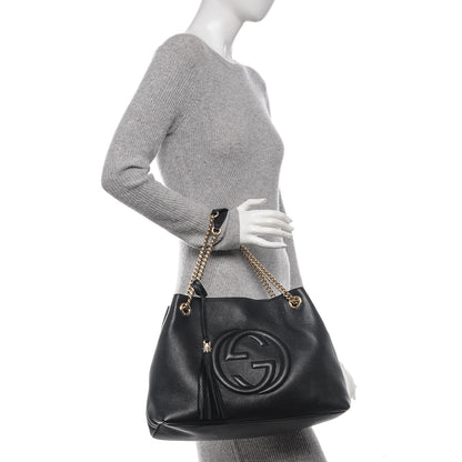 Gucci Pebbled Calfskin Medium Soho Chain Shoulder Bag Black 2 of 6