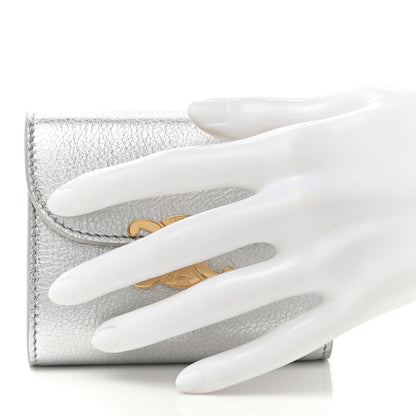 Celine Metallic Calfskin Small Triomphe Wallet Silver 2 of 7