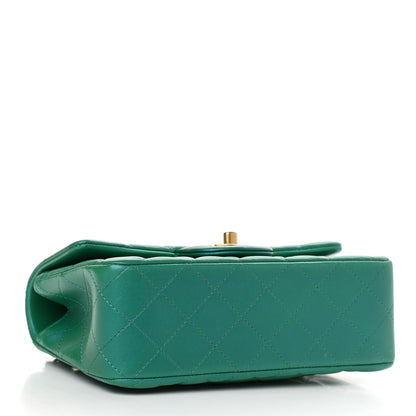 Chanel Iridescent Lambskin Quilted Mini Top Handle Rectangular Flap Green 4 of 11