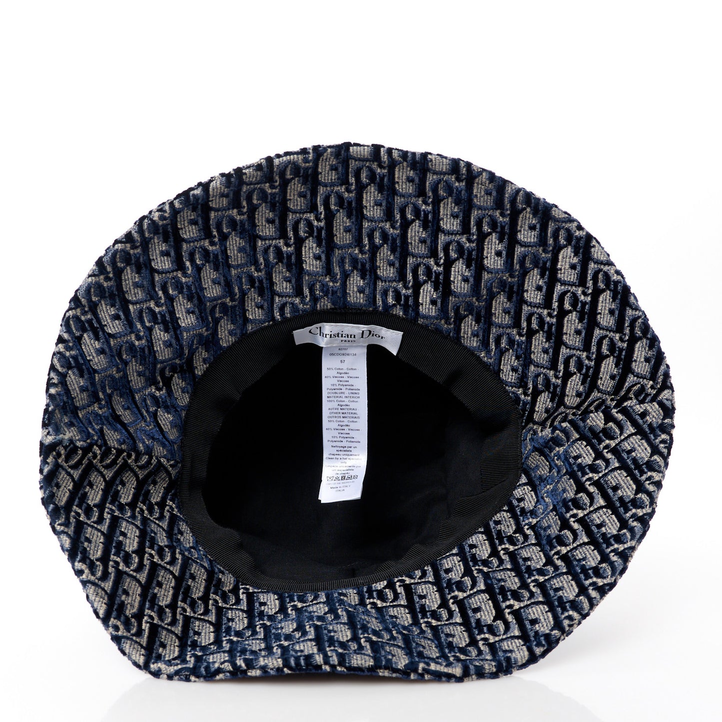 Velvet Oblique Large Brim Bucket Hat 57 Bleu Marine