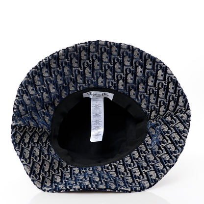 Christian Dior Velvet Oblique Large Brim Bucket Hat 57 Bleu Marine 7 of 9
