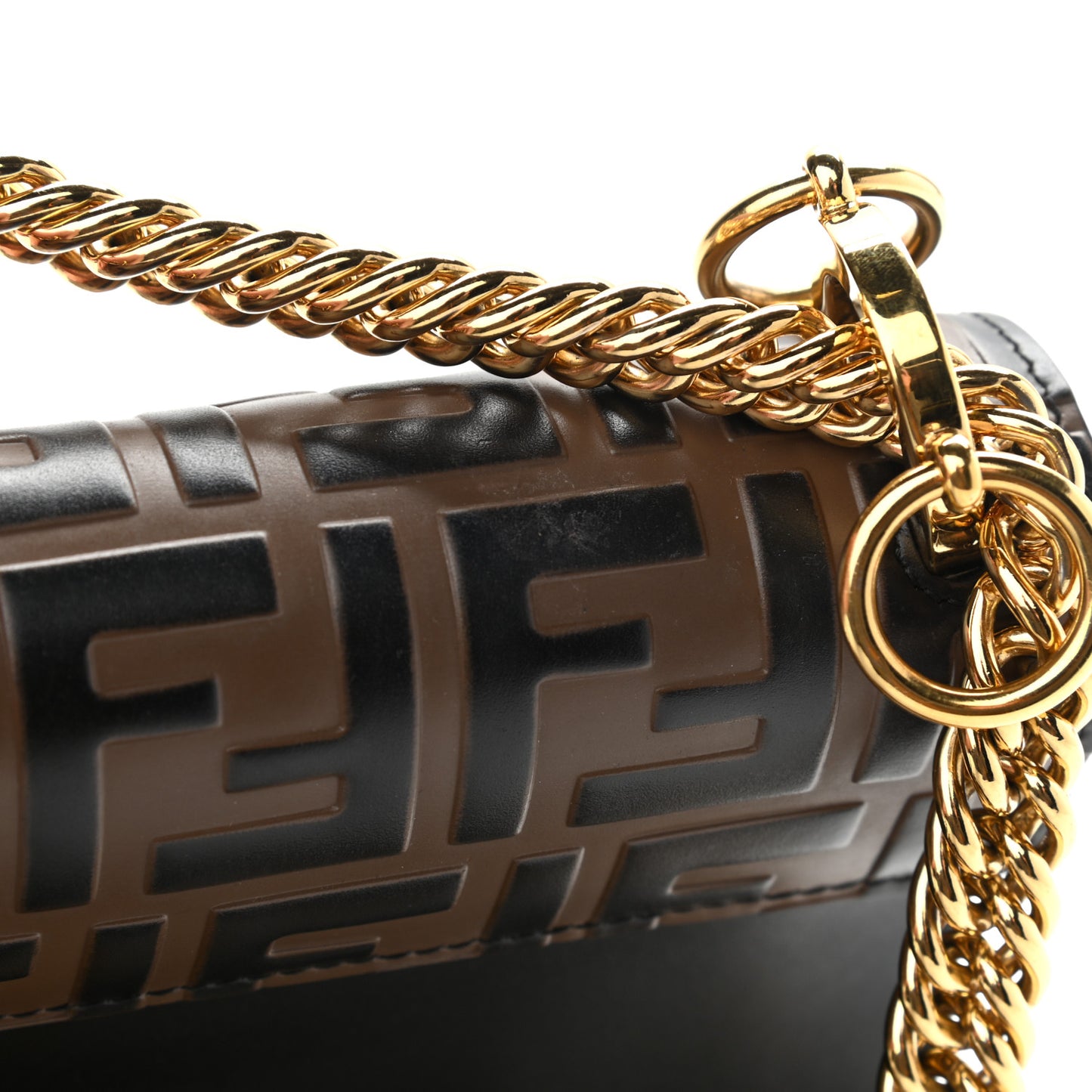 Vitello Liberty Bi-Color FF 1974 Embossed Small Kan I Shoulder Bag Black Maya
