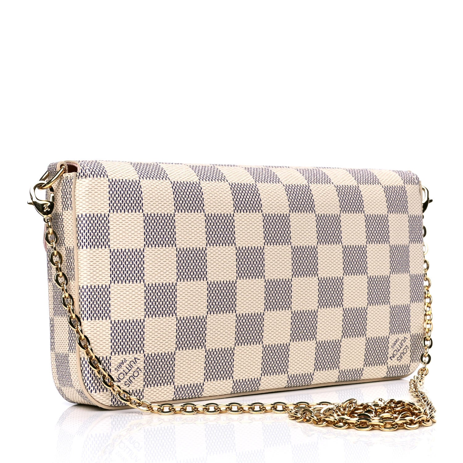 Louis Vuitton Damier Azur Pochette Felicie Chain Wallet Rose Ballerine 3 of 5