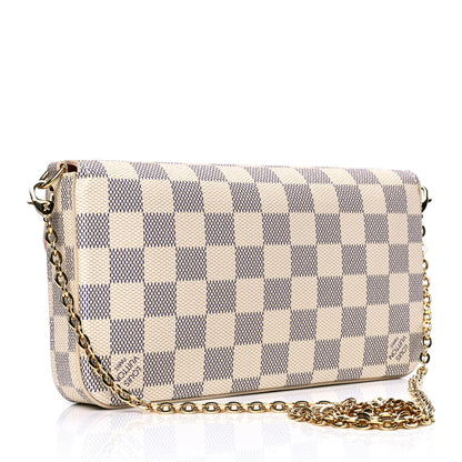 Louis Vuitton Damier Azur Pochette Felicie Chain Wallet Rose Ballerine 3 of 5