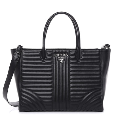 Prada Soft Calfskin Impunture Diagramme Tote Black 1 of 11