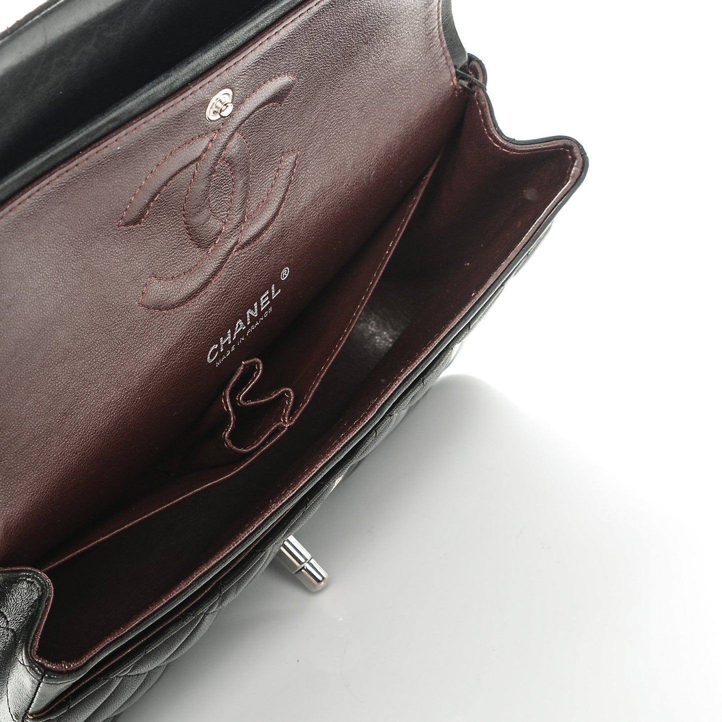 Lambskin Quilted Medium Double Flap Black