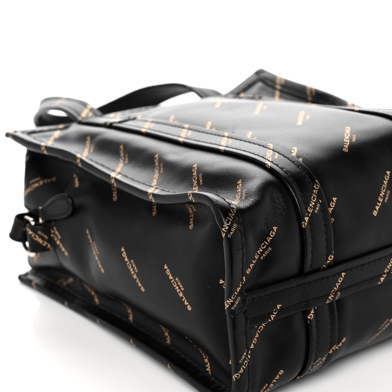 Balenciaga Calfskin Allover Logo XS Bazar Shopper Tote Black Gold 9 of 16