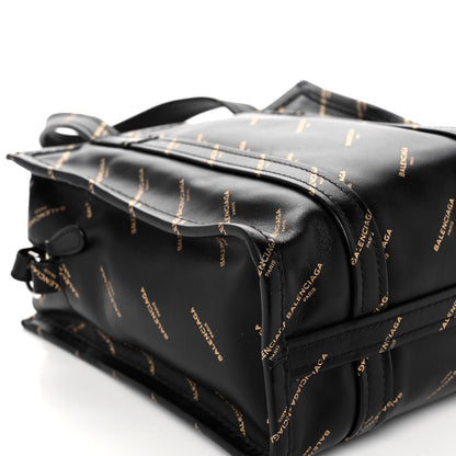 Balenciaga Calfskin Allover Logo XS Bazar Shopper Tote Black Gold 9 of 16