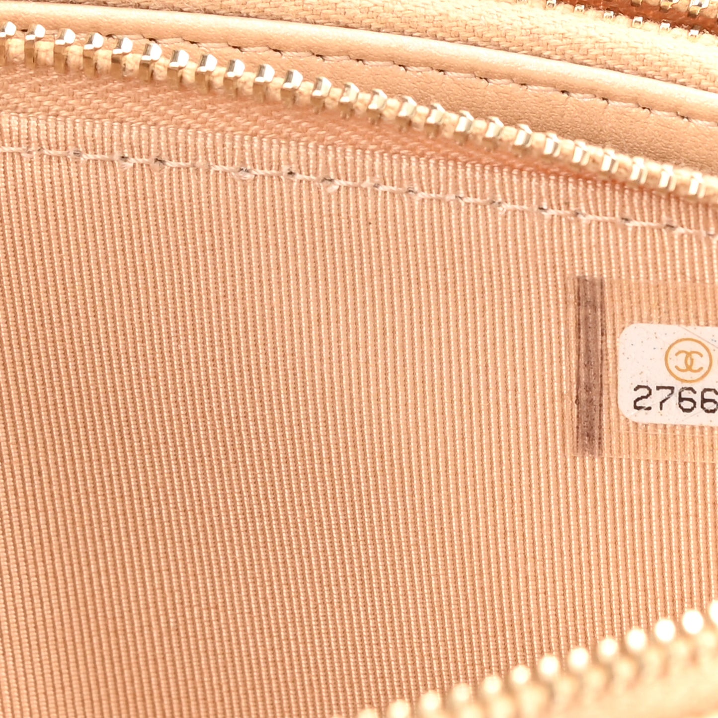 Iridescent Caviar Quilted Small Clutch With Chain Beige