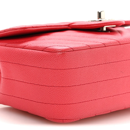 Chanel Caviar Chevron Quilted Mini Rectangular Flap Dark Pink 9 of 10