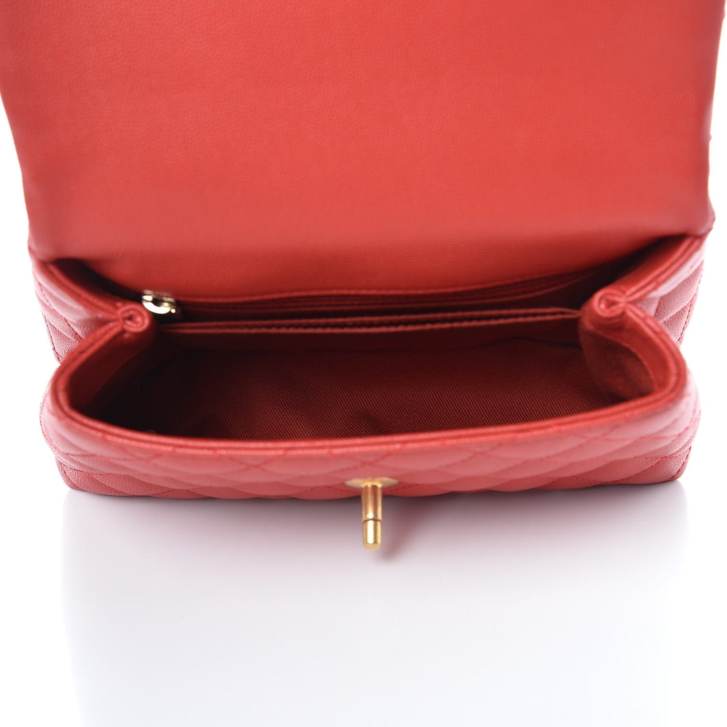 Caviar Quilted Mini Coco Handle Flap Red