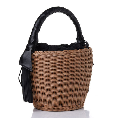 Saint Laurent Wicker Calfskin Panier Round Bag Brown 2 of 4