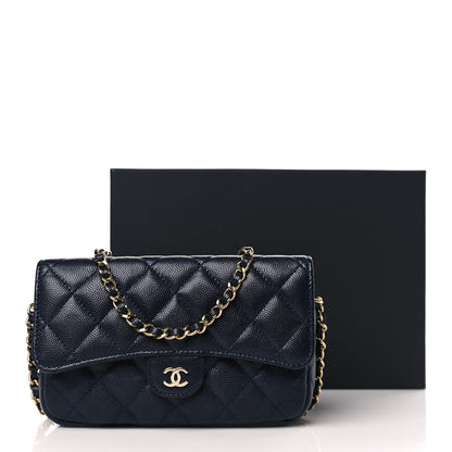 Chanel Caviar Quilted Flap Phone Holder With Chain Navy 12 of 12