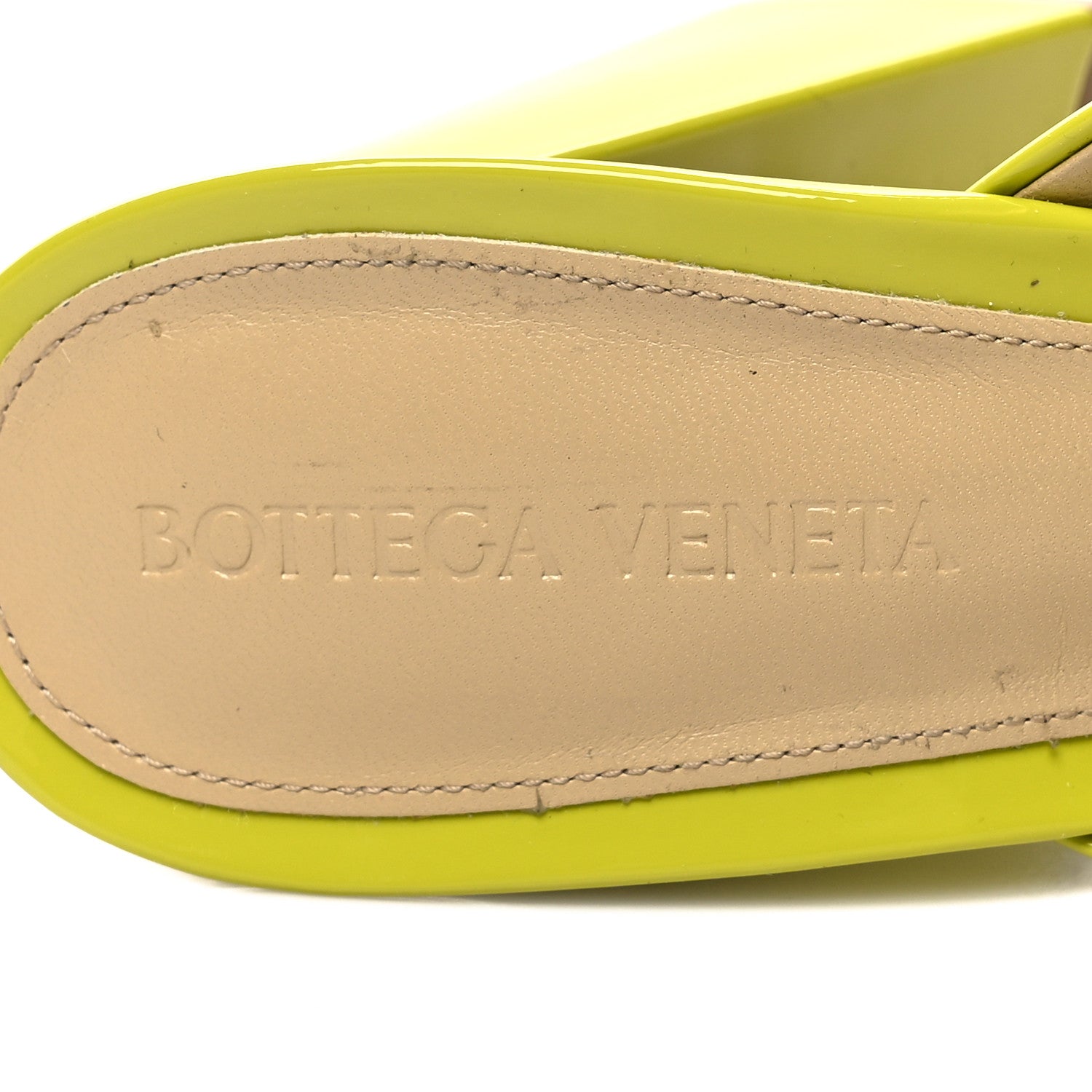 Bottega Veneta Supergloss Patent Tower 90mm Mule Pumps 38 Kiwi
