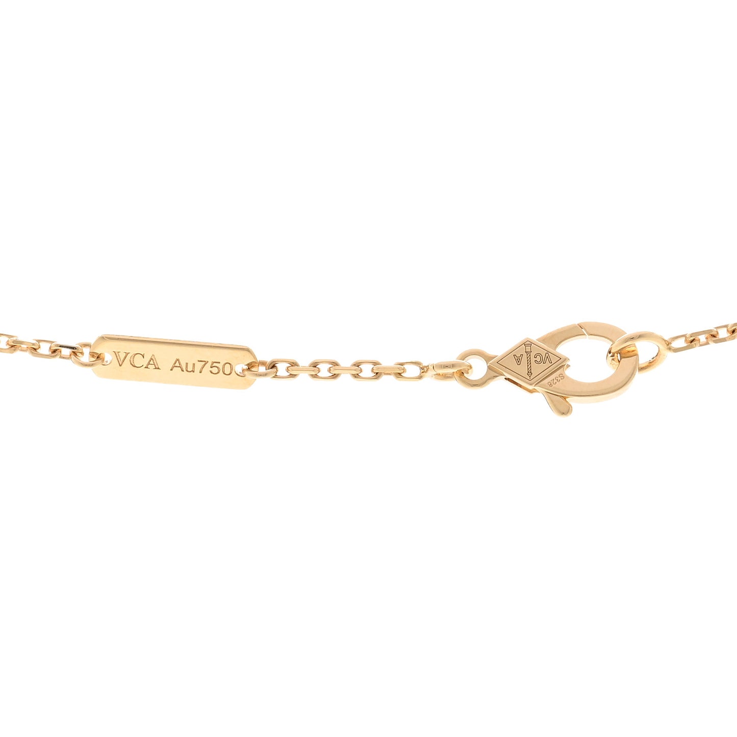 18K Yellow Gold Blue Agate Vintage Alhambra Pendant Necklace