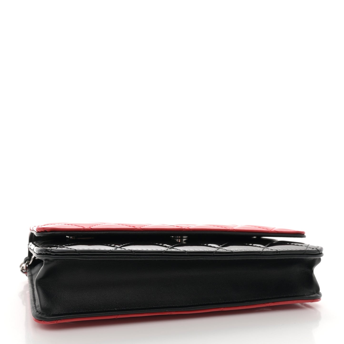 Patent Quilted Bi-Color Wallet On Chain WOC Red Black