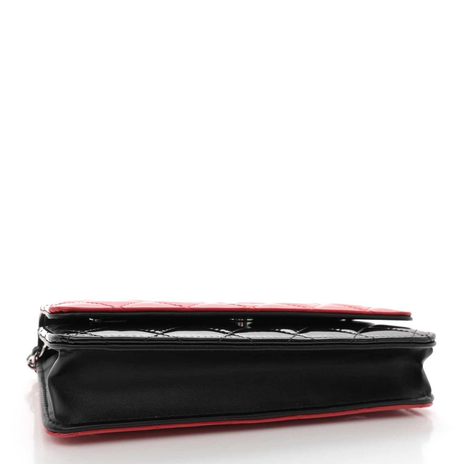 Chanel Patent Quilted Bi-Color Wallet On Chain WOC Red Black 4 of 12