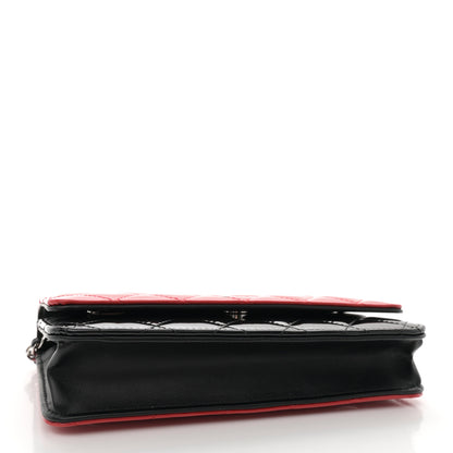 Chanel Patent Quilted Bi-Color Wallet On Chain WOC Red Black 4 of 12
