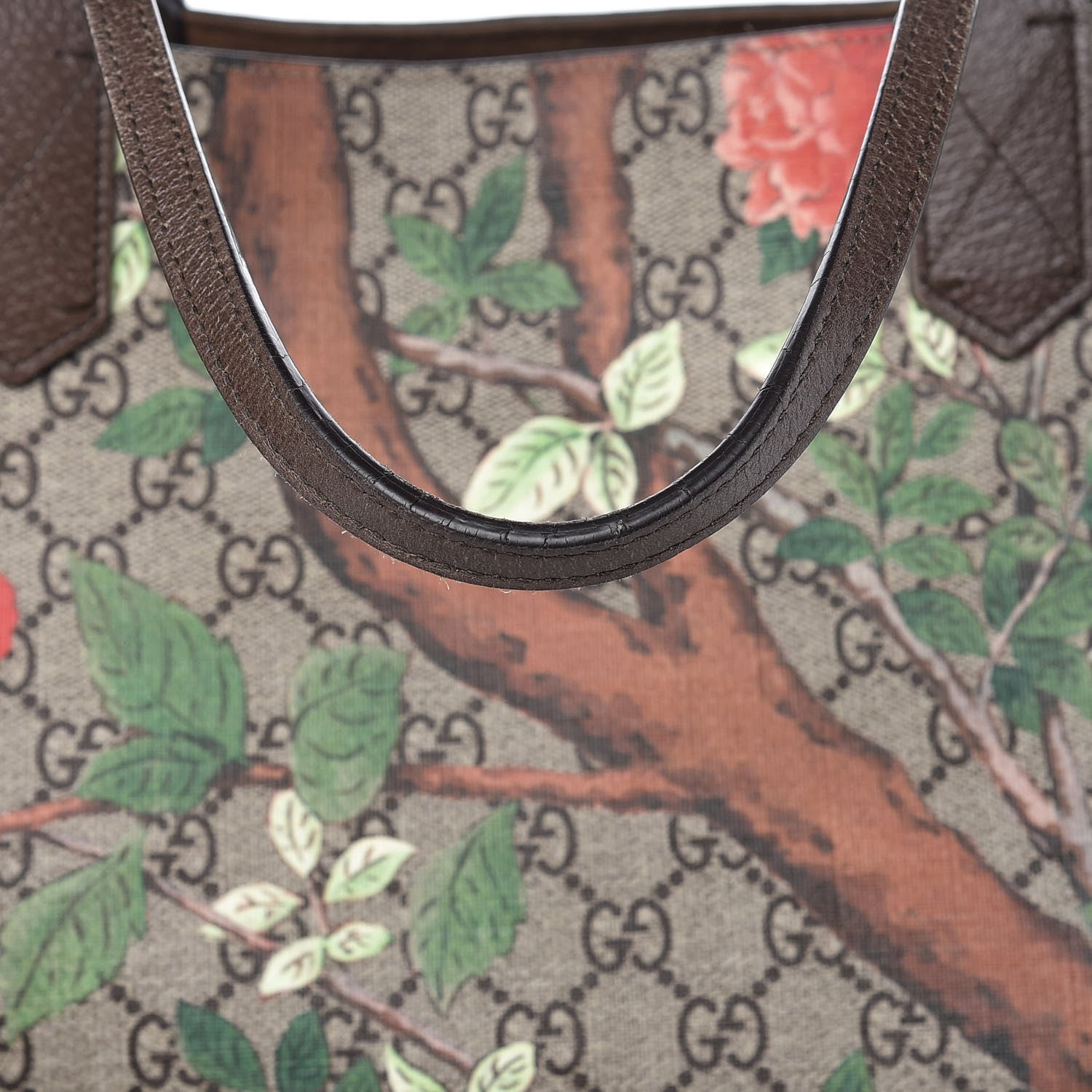 Gucci GG Supreme Monogram Tian Large Shopping Tote Beige Multicolor New Acero 15 of 22