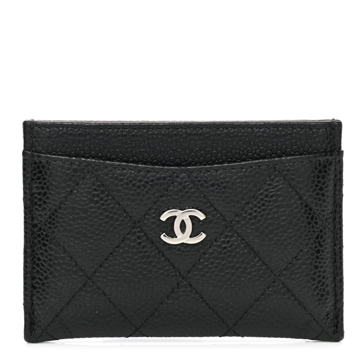 Caviar Quilted Card Holder Black