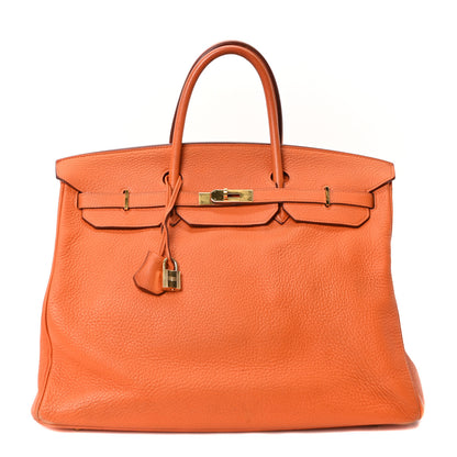 Hermes Taurillon Clemence Birkin 40 Orange 1 of 10