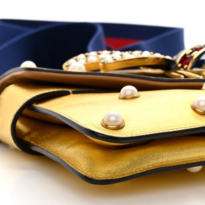 Gucci Metallic Nappa Pearl Studded Mini Queen Margaret Broadway Shoulder Bag Gold 9 of 16
