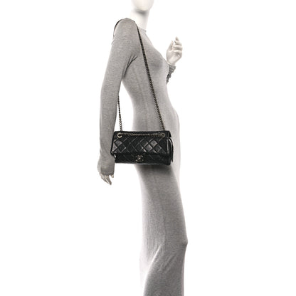 Chanel Glazed Calfskin Quilted Medium Duo Color Flap Black 2 of 9