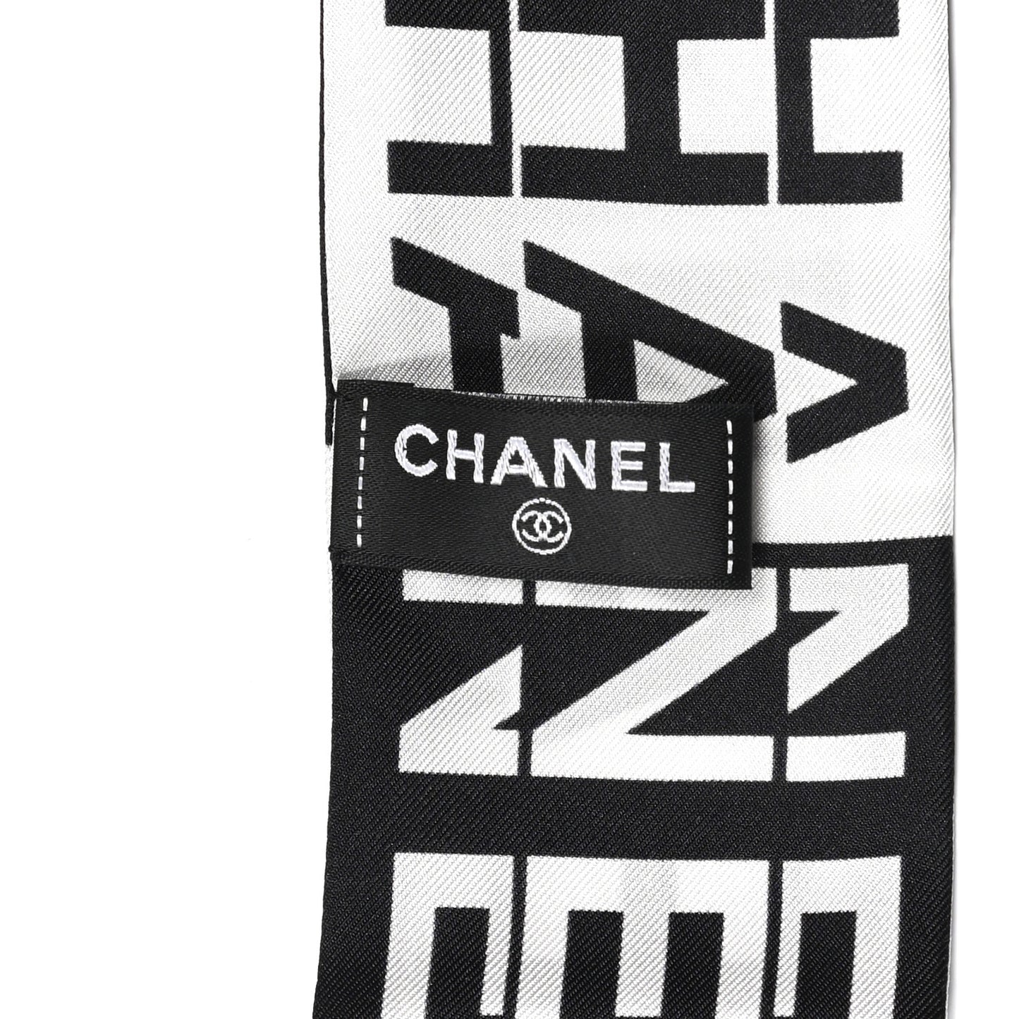 Silk Logo Slim Bandeau Scarf Black White