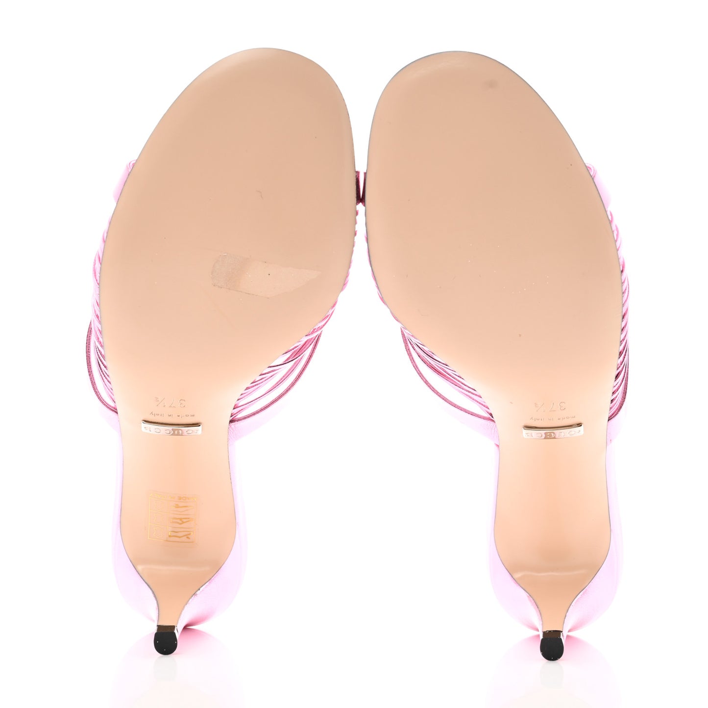 Metallic Nappa Crawford Knot Mid Heel Slide Sandals 37.5 Rosa