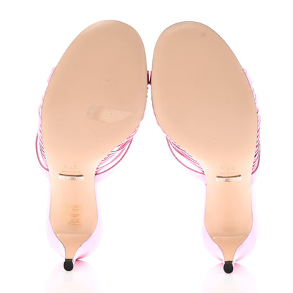 Gucci Metallic Nappa Crawford Knot Mid Heel Slide Sandals 37.5 Rosa 5 of 8