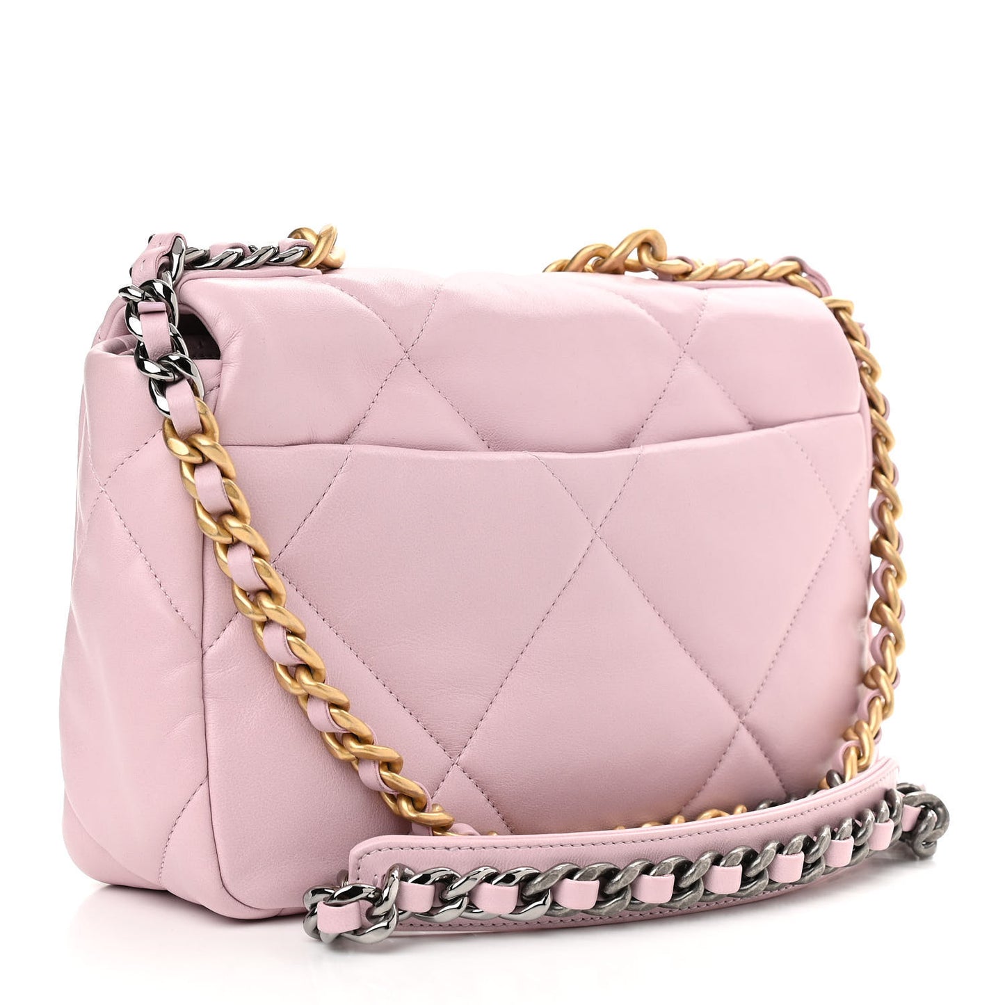 Goatskin Quilted Medium Chanel 19 Flap Light Pink
